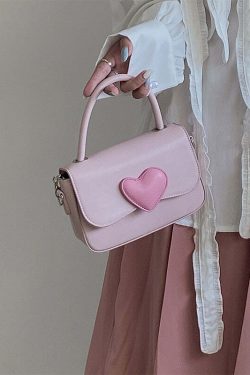Dollette Kawaii Pink Heart Handbag - Y2K Summer, 90s Fashion, Grunge, Retro, Pastel Goth Style