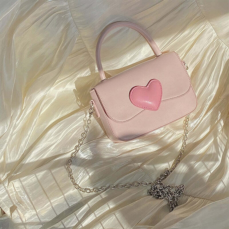 Dollette Kawaii Pink Heart Handbag - Y2K Summer, 90s Fashion, Grunge, Retro, Pastel Goth Style