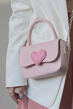 Dollette Kawaii Pink Heart Handbag - Y2K Summer, 90s Fashion, Grunge, Retro, Pastel Goth Style