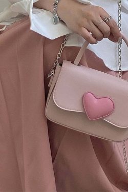 Dollette Kawaii Pink Heart Handbag - Y2K Summer, 90s Fashion, Grunge, Retro, Pastel Goth Style