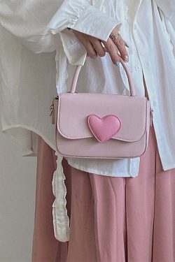 Dollette Kawaii Pink Heart Handbag - Y2K Summer, 90s Fashion, Grunge, Retro, Pastel Goth Style