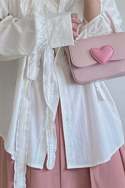 Dollette Kawaii Pink Heart Handbag - Y2K Summer, 90s Fashion, Grunge, Retro, Pastel Goth Style