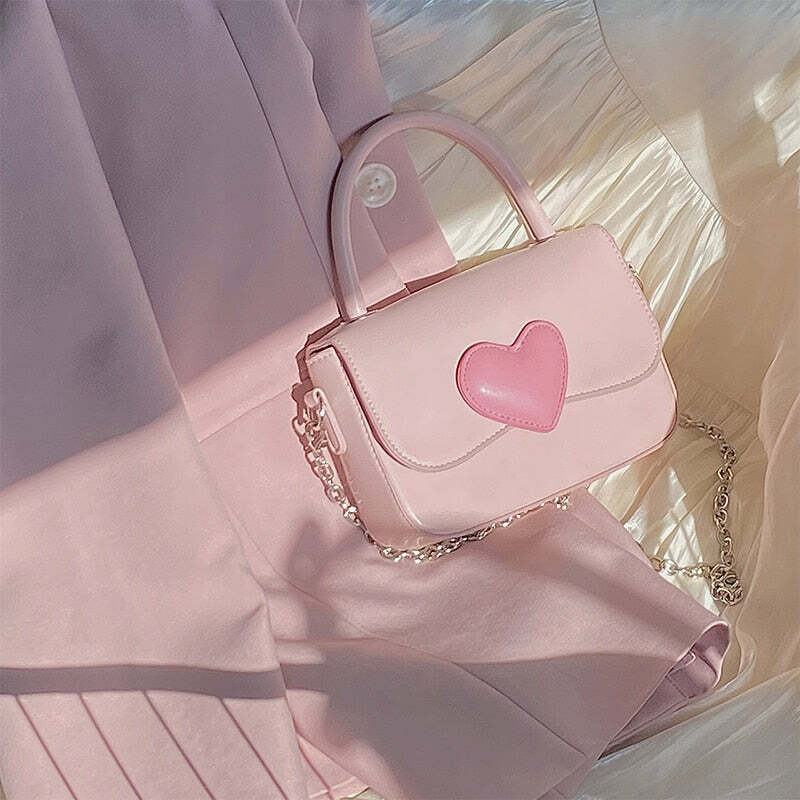 Dollette Kawaii Pink Heart Handbag - Y2K Summer, 90s Fashion, Grunge, Retro, Pastel Goth Style