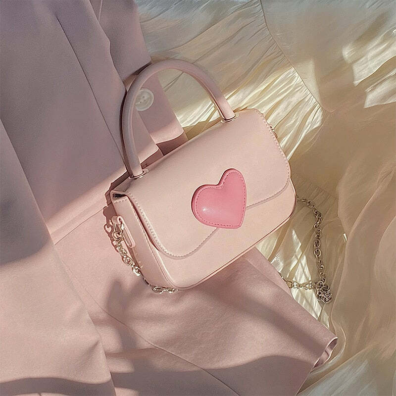 Dollette Kawaii Pink Heart Handbag - Y2K Summer, 90s Fashion, Grunge, Retro, Pastel Goth Style