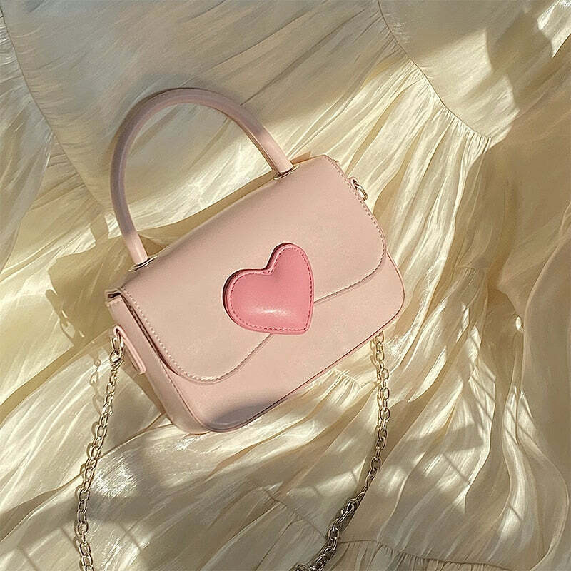 Dollette Kawaii Pink Heart Handbag - Y2K Summer, 90s Fashion, Grunge, Retro, Pastel Goth Style