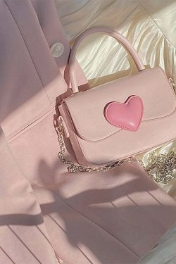 Dollette Kawaii Pink Heart Handbag - Y2K Summer, 90s Fashion, Grunge, Retro, Pastel Goth Style