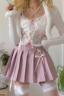 Dollette Kawaii Pink Pleated High Waist Skirt - Y2K Summer, 90s Fashion, Grunge, Retro Style