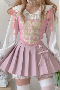 Dollette Kawaii Pink Pleated High Waist Skirt - Y2K Summer, 90s Fashion, Grunge, Retro Style