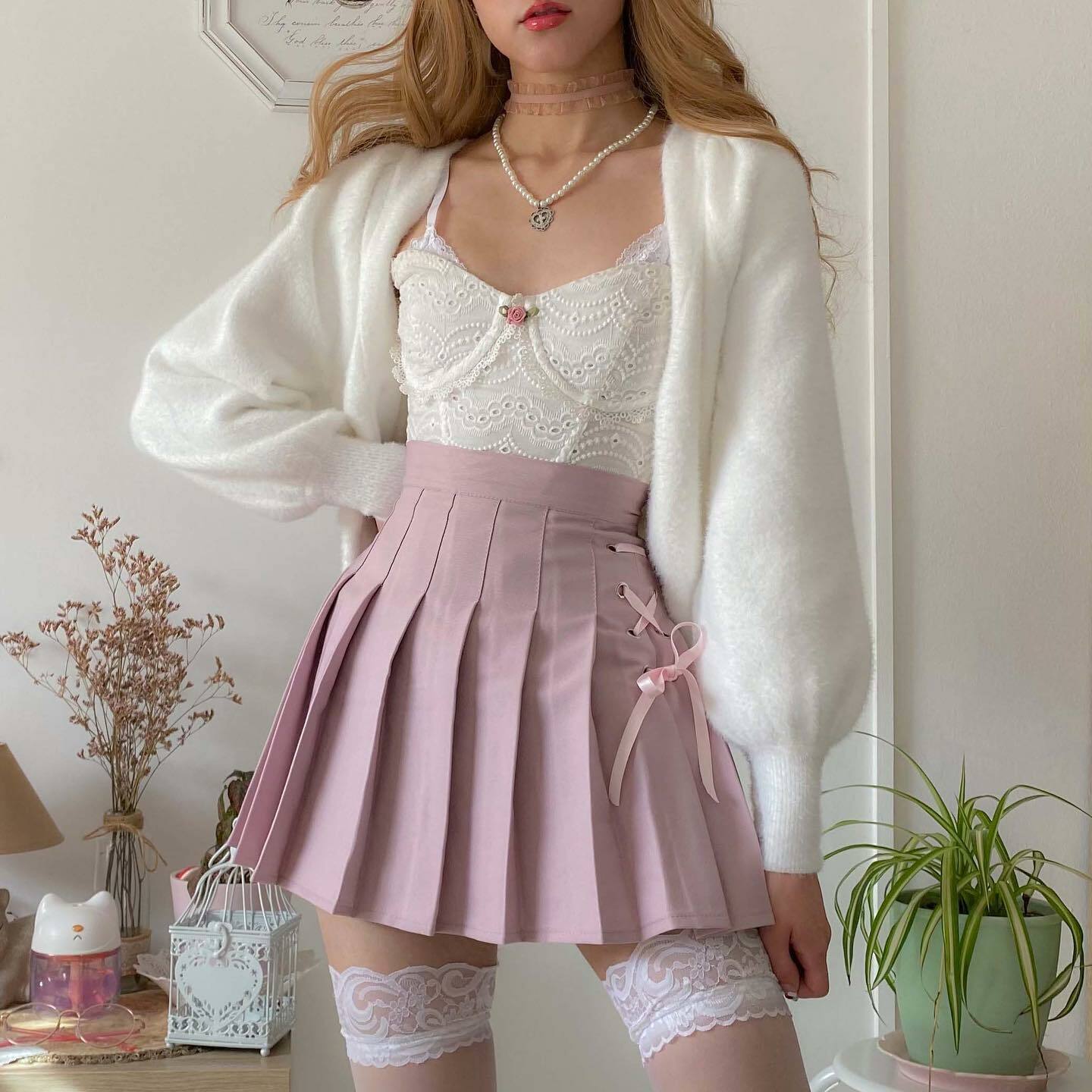 Dollette Kawaii Pink Pleated High Waist Skirt - Y2K Summer, 90s Fashion, Grunge, Retro Style
