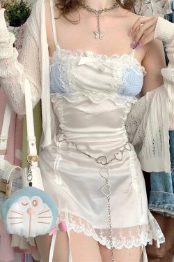 Dollette Lace Frill Mini Dress - White, Y2K Summer Outfit, 90s Grunge, Retro Style