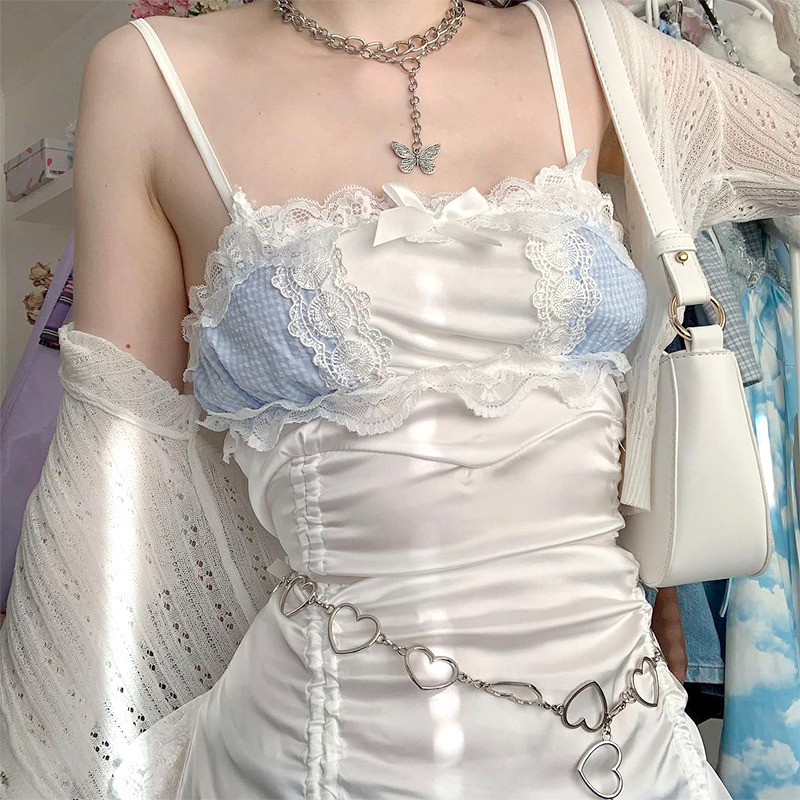 Dollette Lace Frill Mini Dress - White, Y2K Summer Outfit, 90s Grunge, Retro Style