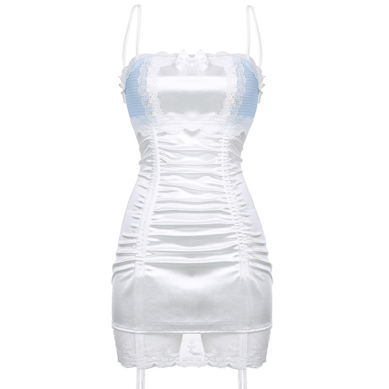 Dollette Lace Frill Mini Dress - White, Y2K Summer Outfit, 90s Grunge, Retro Style