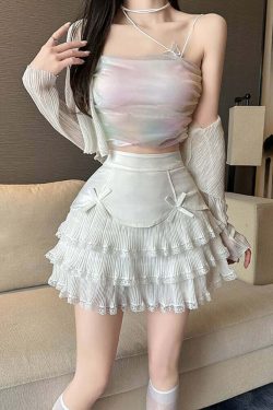 Dollette Layered Lace Mini Skirt White - Y2K Summer, 90s Grunge, Retro Goth, Y2K Party Outfit