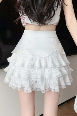 Dollette Layered Lace Mini Skirt White - Y2K Summer, 90s Grunge, Retro Goth, Y2K Party Outfit