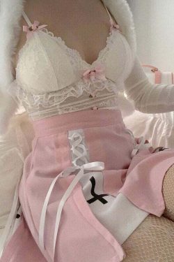 Dollette Pink Lace Top with Ribbons - Y2K Summer, 90s Grunge, Retro, Pastel Goth Fashion