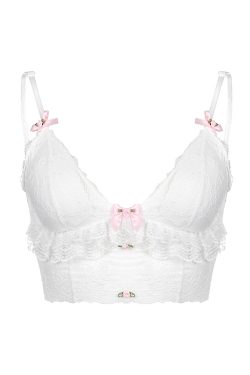 Dollette Pink Lace Top with Ribbons - Y2K Summer, 90s Grunge, Retro, Pastel Goth Fashion