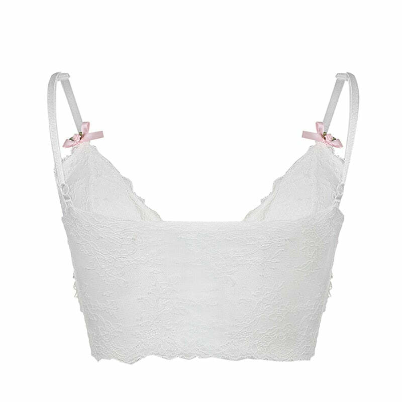 Dollette Pink Lace Top with Ribbons - Y2K Summer, 90s Grunge, Retro, Pastel Goth Fashion