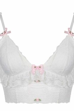 Dollette Pink Lace Top with Ribbons - Y2K Summer, 90s Grunge, Retro, Pastel Goth Fashion