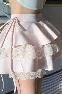 Dollette Pink Ruffle Double Layer Mini Skirt - Y2K Summer, 90s Fashion, Grunge, Retro Style
