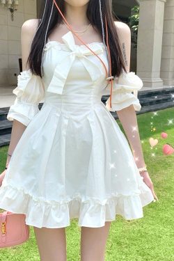 Dollette Pretty A-line High Waist Dress - Y2K Summer, 90s Fashion, Grunge, Retro, Pastel Goth