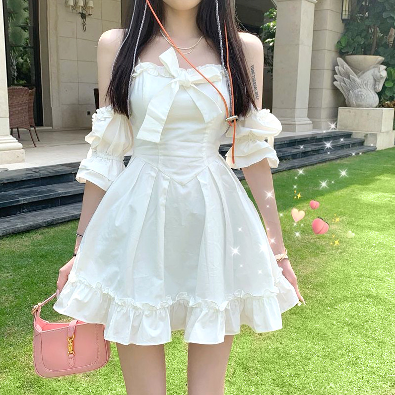Dollette Pretty A-line High Waist Dress - Y2K Summer, 90s Fashion, Grunge, Retro, Pastel Goth