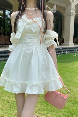 Dollette Pretty A-line High Waist Dress - Y2K Summer, 90s Fashion, Grunge, Retro, Pastel Goth