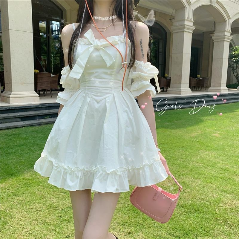 Dollette Pretty A-line High Waist Dress - Y2K Summer, 90s Fashion, Grunge, Retro, Pastel Goth