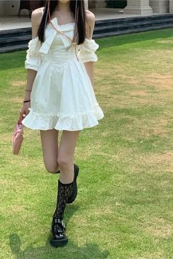 Dollette Pretty A-line High Waist Dress - Y2K Summer, 90s Fashion, Grunge, Retro, Pastel Goth