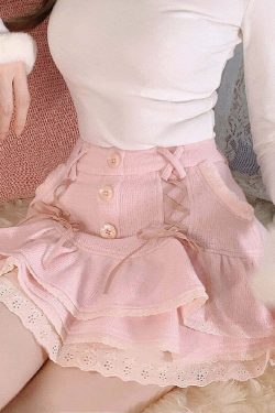 Dollette Sweet Lolita Pink Mini Skirt - Y2K Summer, 90s Fashion, Grunge, Pastel Goth Outfit