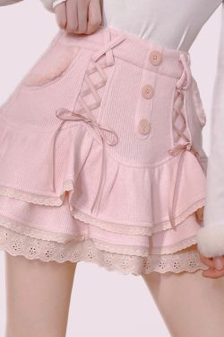 Dollette Sweet Lolita Pink Mini Skirt - Y2K Summer, 90s Fashion, Grunge, Pastel Goth Outfit
