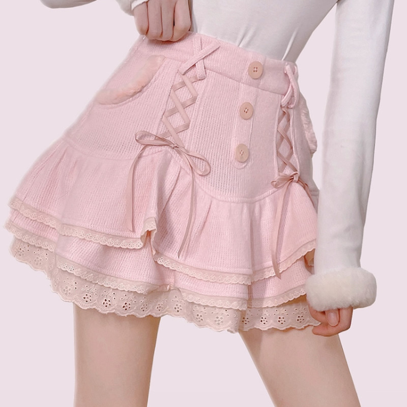 Dollette Sweet Lolita Pink Mini Skirt - Y2K Summer, 90s Fashion, Grunge, Pastel Goth Outfit