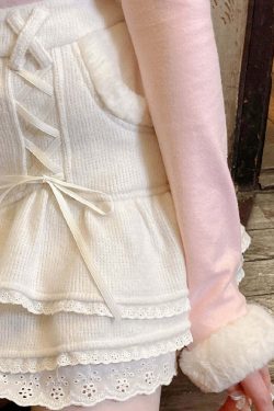 Dollette Sweet Lolita White Mini Skirt - Y2K Summer, 90s Grunge, Retro Pastel Goth Outfit