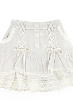 Dollette Sweet Lolita White Mini Skirt - Y2K Summer, 90s Grunge, Retro Pastel Goth Outfit