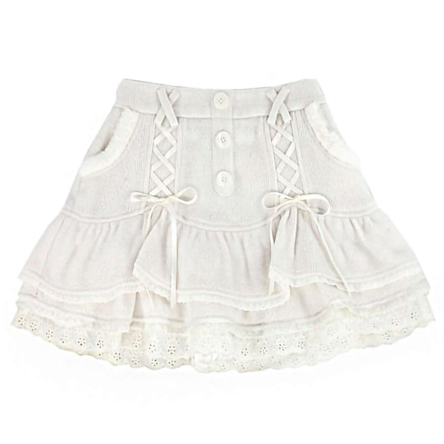 Dollette Sweet Lolita White Mini Skirt - Y2K Summer, 90s Grunge, Retro Pastel Goth Outfit