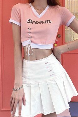 Dream Crop Top - Y2K Summer, 90s Grunge, Retro Style, Pastel Goth, Y2K Party Outfits
