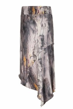 Dreya Printed Asymmetric Midi Skirt - Y2K Summer, 90s Grunge, Retro, Pastel Goth, Y2K