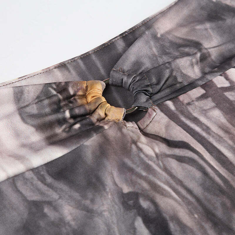 Dreya Printed Asymmetric Midi Skirt - Y2K Summer, 90s Grunge, Retro, Pastel Goth, Y2K