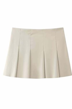 Dunya Faux Leather Pleated Mini Skirt - Y2K Summer, 90s Grunge, Retro Goth, Y2K Party Outfit