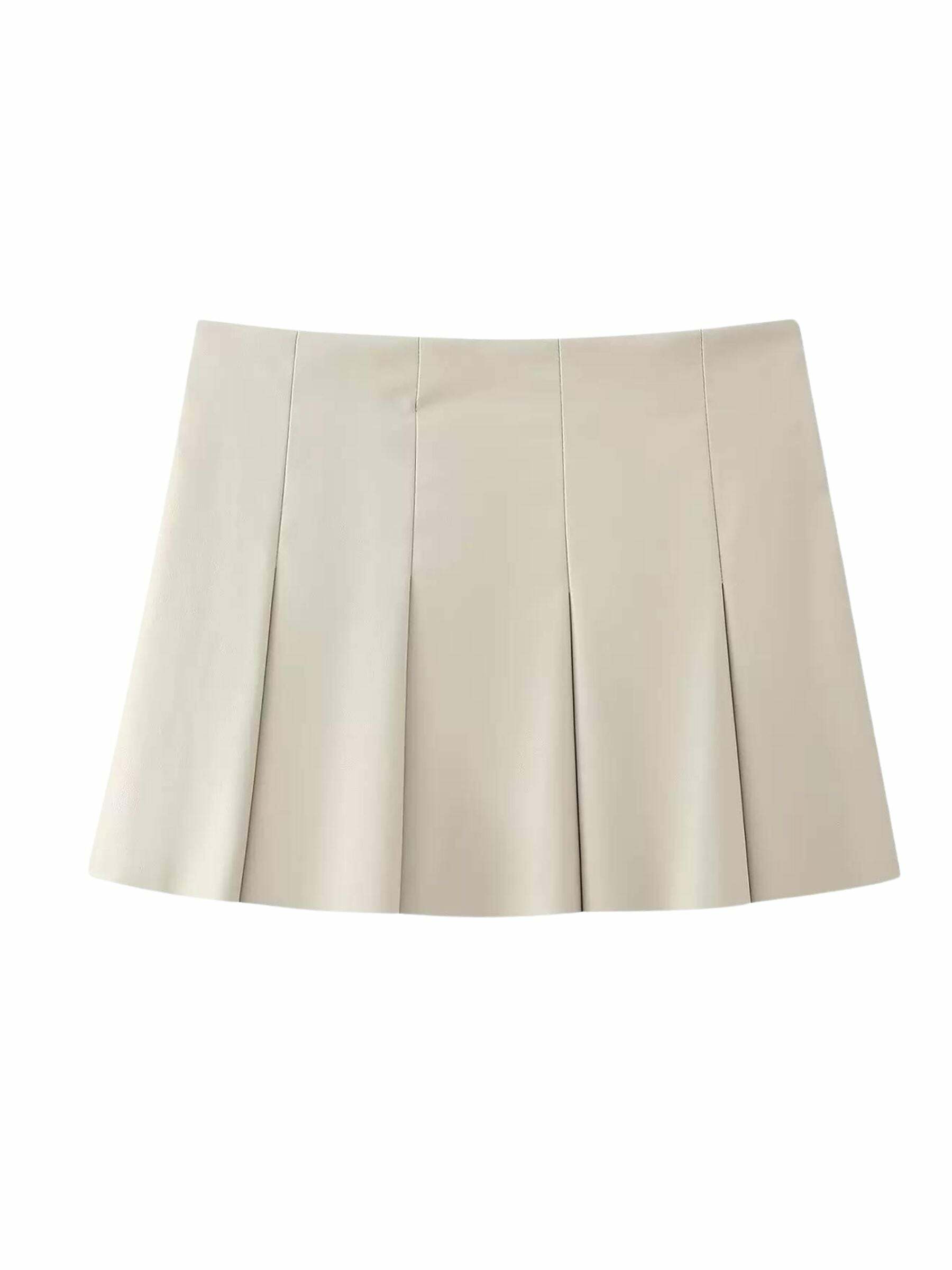 Dunya Faux Leather Pleated Mini Skirt - Y2K Summer, 90s Grunge, Retro Goth, Y2K Party Outfit
