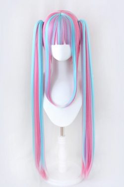 Duotone Pastel Goth Cosplay Wig Blue Pink - Y2K Grunge, 90s Fashion, Retro Style, Y2K Hairstyles