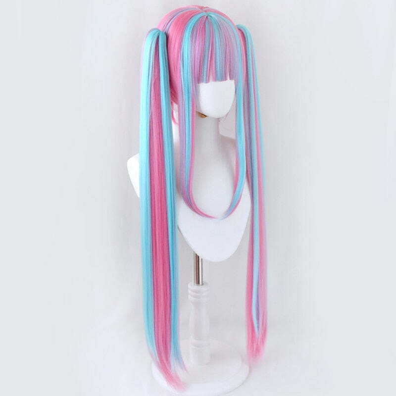Duotone Pastel Goth Cosplay Wig Blue Pink - Y2K Grunge, 90s Fashion, Retro Style, Y2K Hairstyles