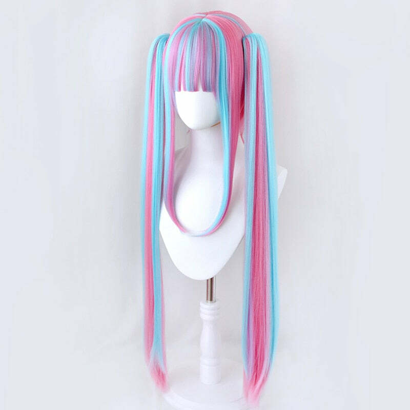 Duotone Pastel Goth Cosplay Wig Blue Pink - Y2K Grunge, 90s Fashion, Retro Style, Y2K Hairstyles