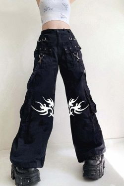 E-Girl Gothic Y2K Cyber Punk Cargo Pants - 90s Grunge, Retro, Summer Y2K Outfits