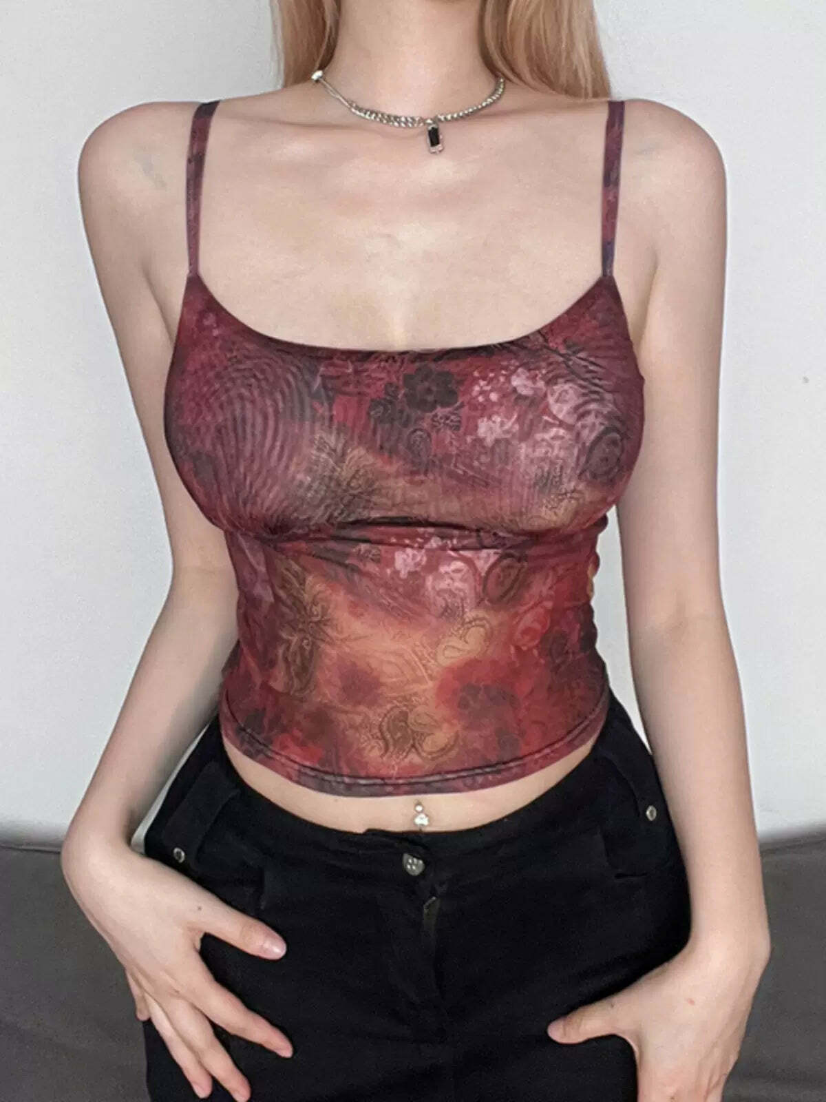 Edyn Mesh Printed Crop Top - Y2K Summer, 90s Grunge, Retro Style, Y2K Party & Club Outfits