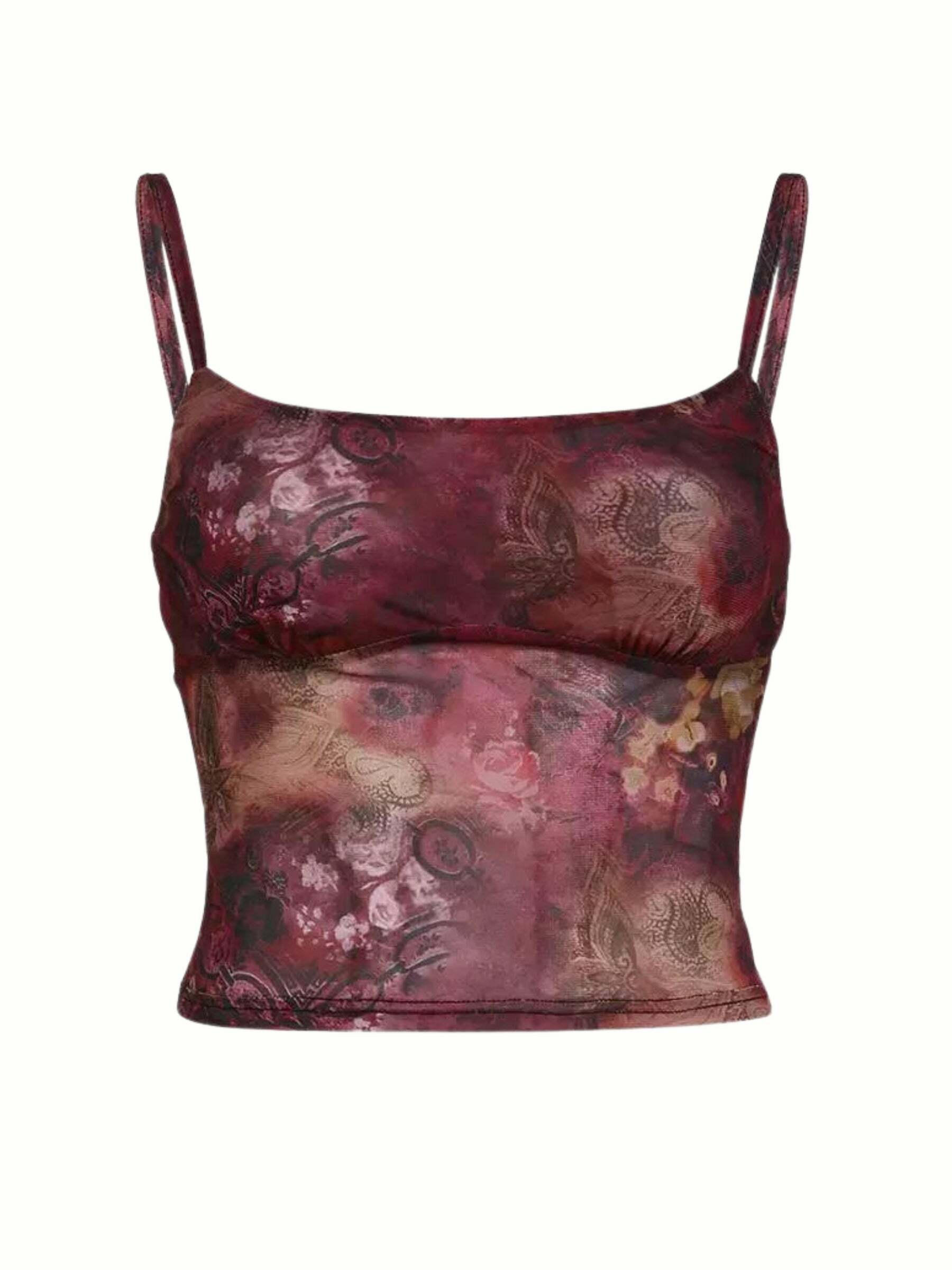 Edyn Mesh Printed Crop Top - Y2K Summer, 90s Grunge, Retro Style, Y2K Party & Club Outfits
