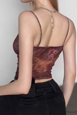 Edyn Mesh Printed Crop Top - Y2K Summer, 90s Grunge, Retro Style, Y2K Party & Club Outfits