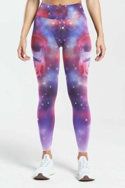 Eerie Galaxy Skull High Waist Leggings - Y2K Grunge, 90s Fashion, Retro Goth, Summer Y2K Outfits