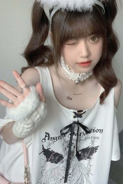 Egirl Dark Grunge Off Shoulder Black T-Shirt - Y2K Summer, 90s Fashion, Retro Goth Outfit