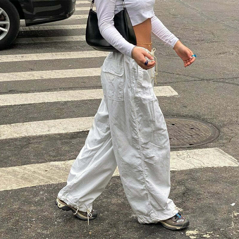 Eila Low Waist Baggy Pants - Y2K Grunge 90s Fashion, Retro Summer Outfits, Hip Hop Style