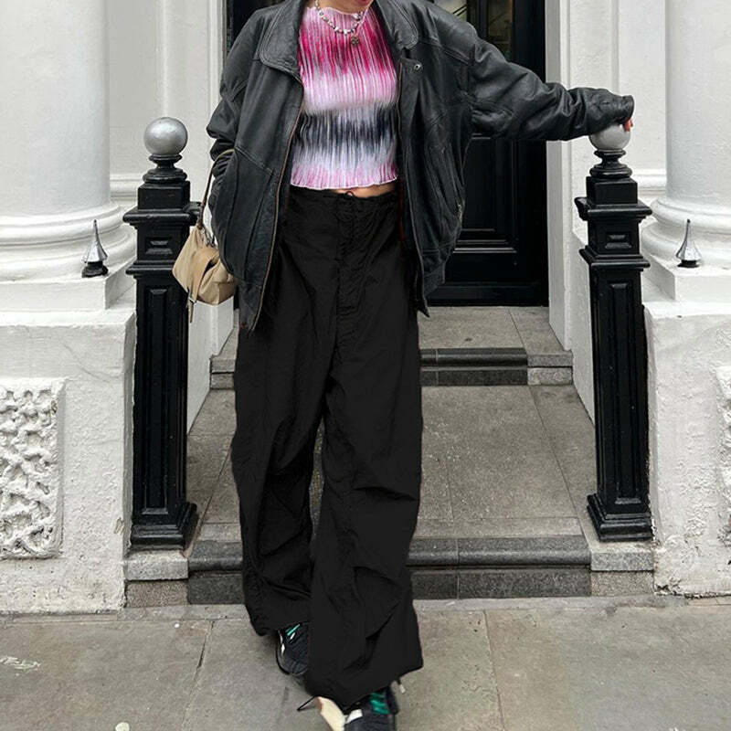 Eila Low Waist Baggy Pants - Y2K Grunge 90s Fashion, Retro Summer Outfits, Hip Hop Style